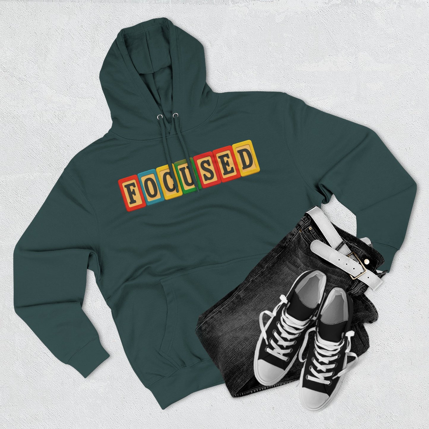 Blocked "Focused" Hoodie
